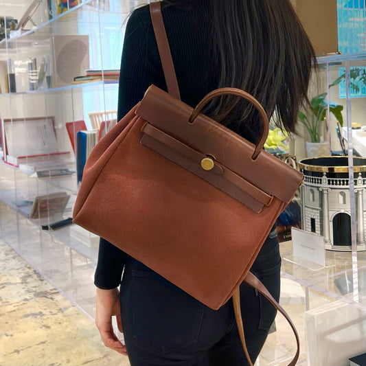 Luxury Hermes herbag ado pm 2way backpack