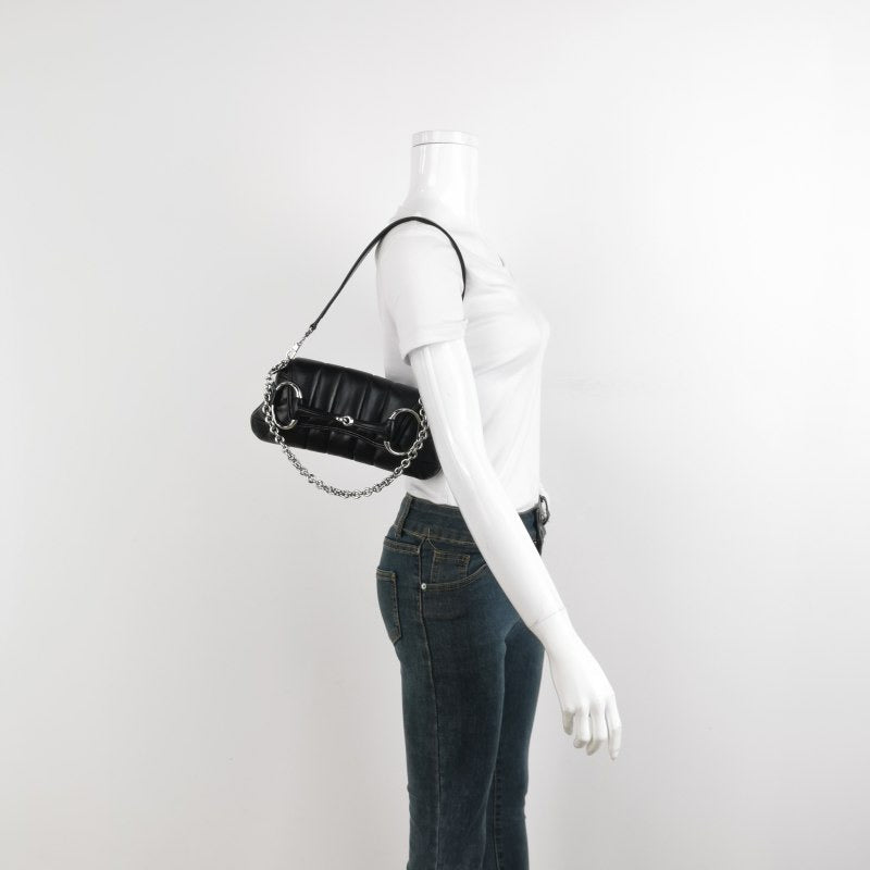 Gucci Horsebit 1955 Chain Shoulder Bag Small Padded Leather Black