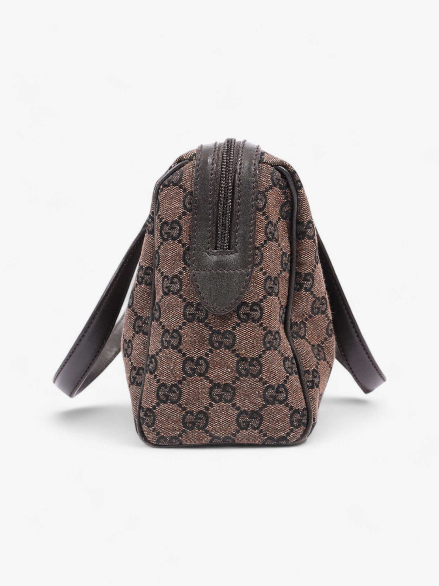 Gucci Denim Monogram Small Duffle Bag Dark Brown Brown Canvas