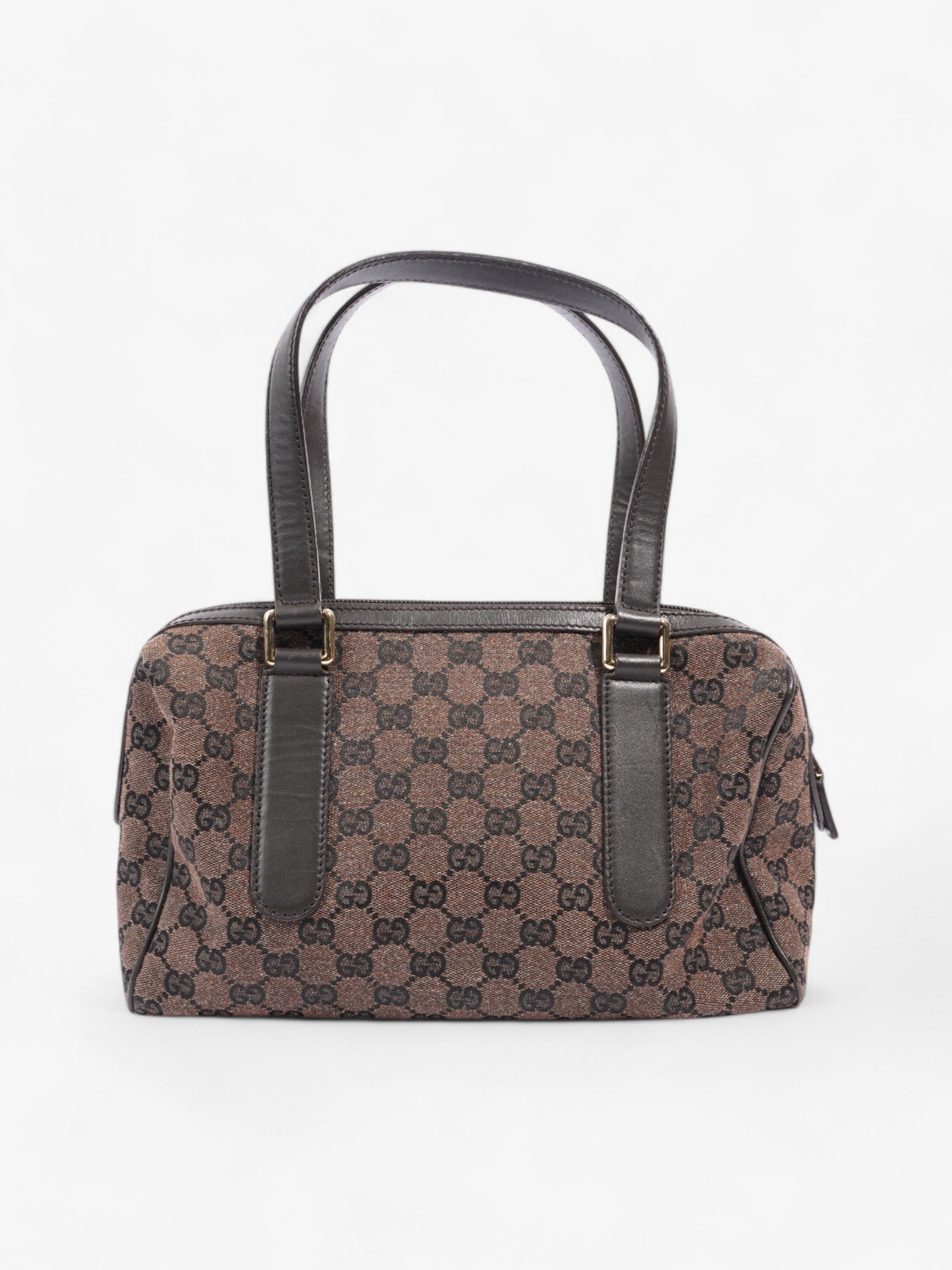 Gucci Denim Monogram Small Duffle Bag Dark Brown Brown Canvas