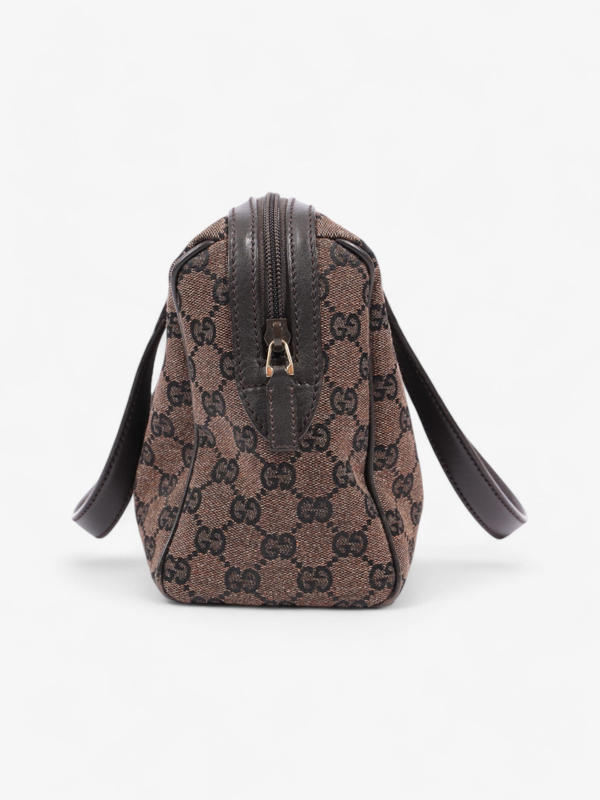 Gucci Denim Monogram Small Duffle Bag Dark Brown Brown Canvas