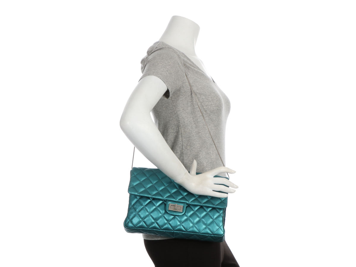 Chanel Metallic Turquoise Quilted Calfskin Reissue Clutch