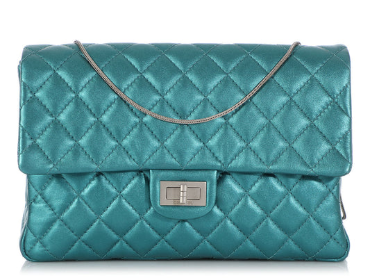 Chanel Metallic Turquoise Quilted Calfskin Reissue Clutch