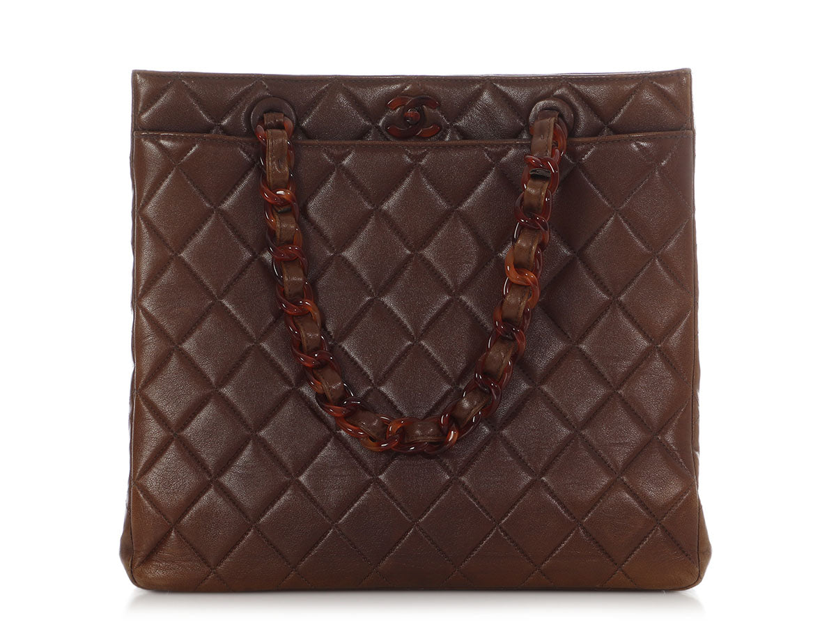 Chanel Brown Quilted Lambskin Tote