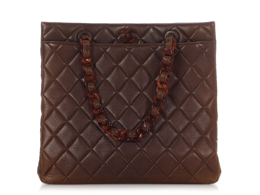 Chanel Brown Quilted Lambskin Tote