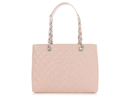 Chanel Light Pink Quilted Caviar Grand Shopping Tote GST