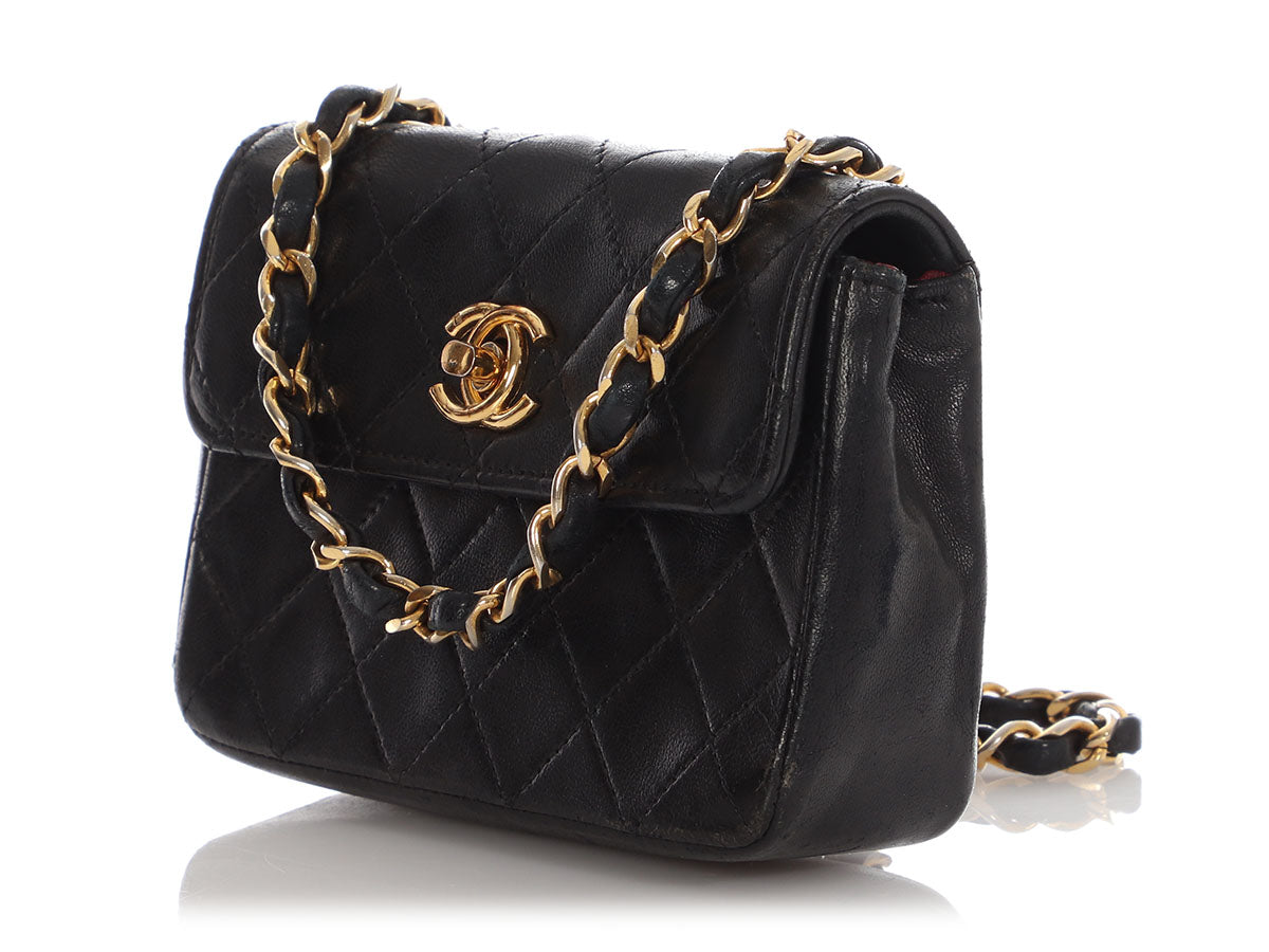 Chanel Extra Mini Black Quilted Lambskin Flap