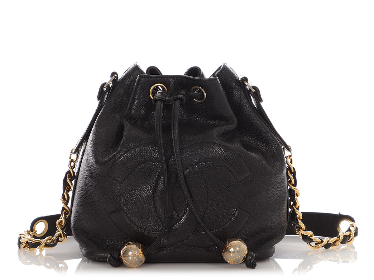 Chanel Small Black Caviar Drawstring Bucket Bag