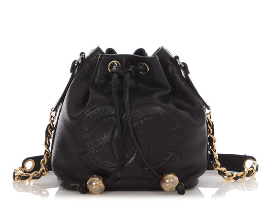 Chanel Small Black Caviar Drawstring Bucket Bag