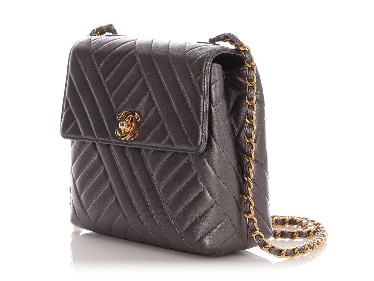 Chanel Mini Pewter Quilted Lambskin Flap