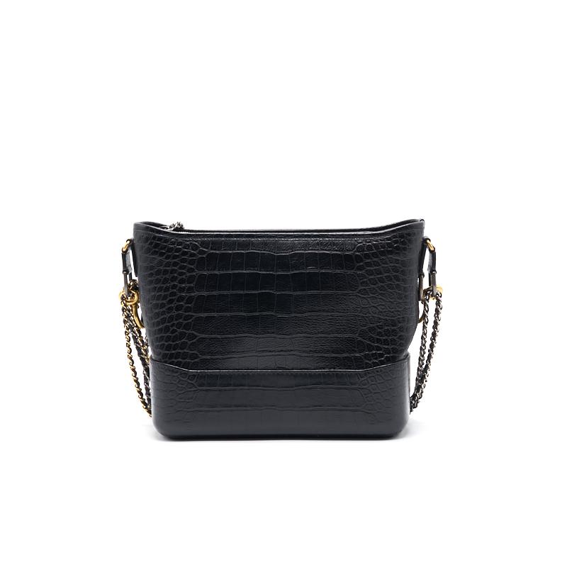 Chanels Medium Gabrielle Hobo Bag Crocodile Embossed Calfskin Black
