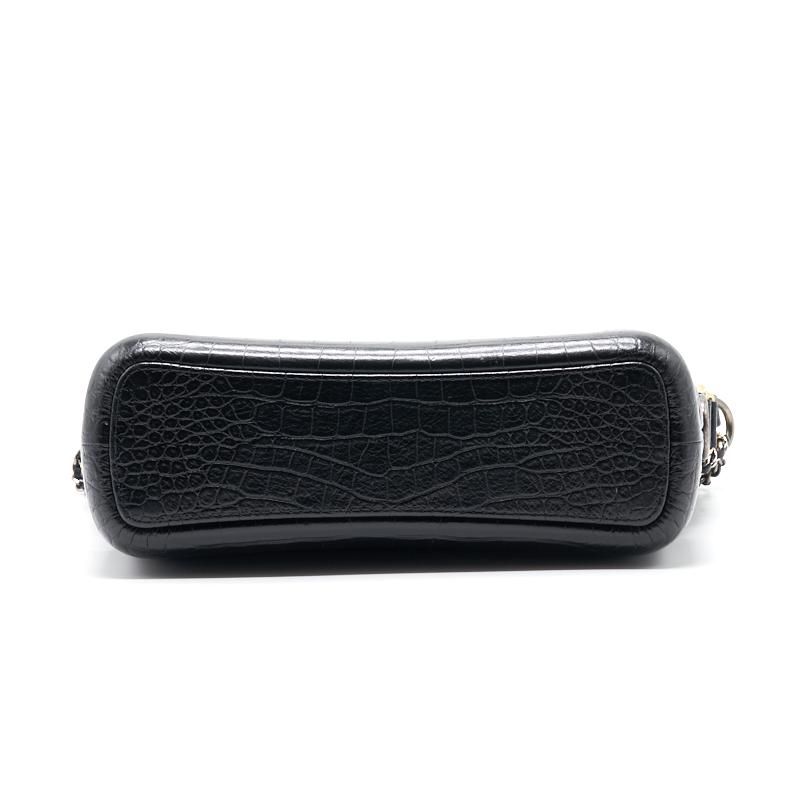Chanels Medium Gabrielle Hobo Bag Crocodile Embossed Calfskin Black