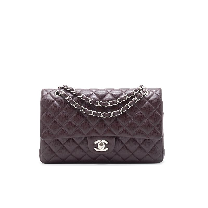 Chanel Medium cavier Classical double flap burgundy with