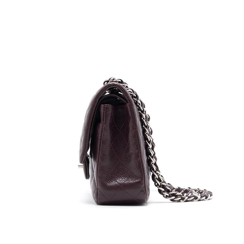 Chanel Medium cavier Classical double flap burgundy with