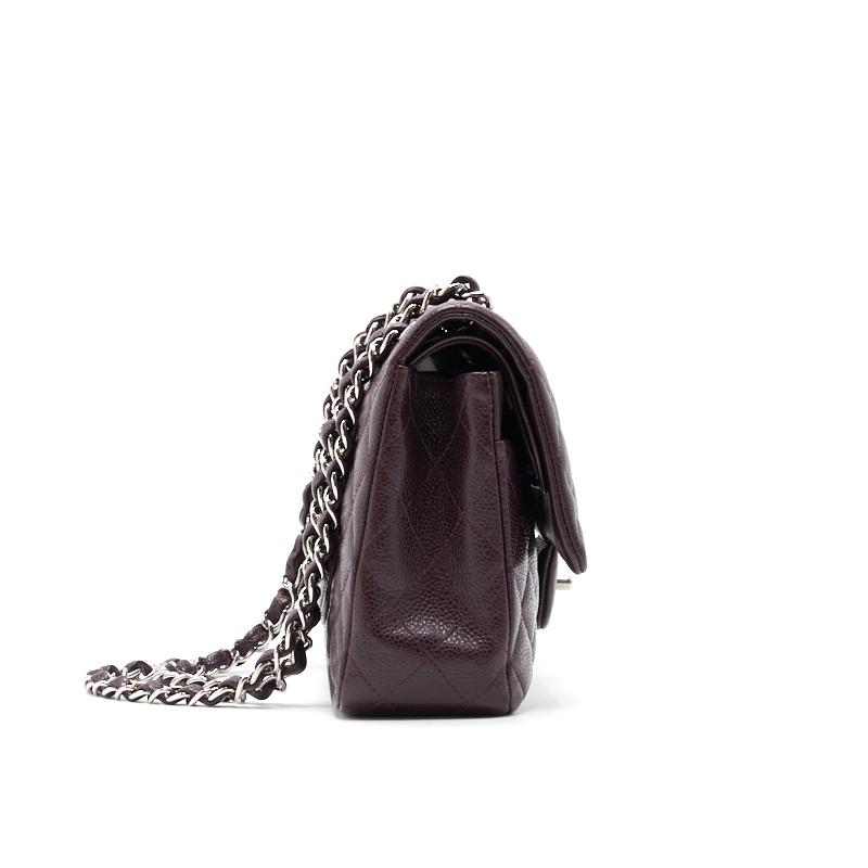 Chanel Medium cavier Classical double flap burgundy with