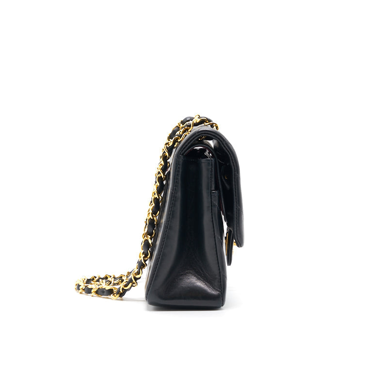 Chanel Classic Medium Double Flap Bag Black with 24K