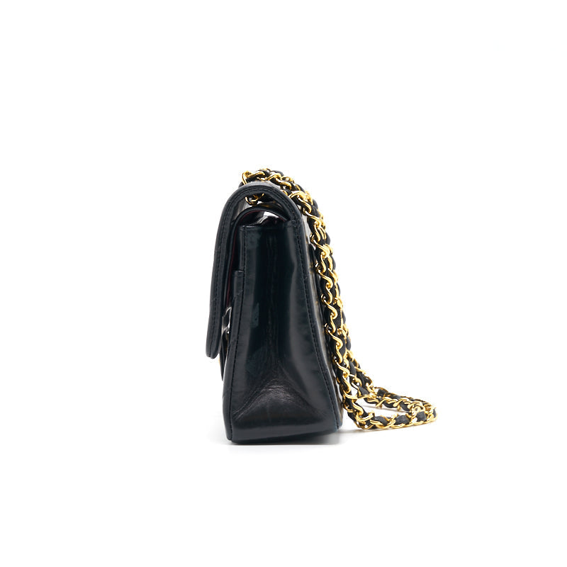 Chanel Classic Medium Double Flap Bag Black with 24K