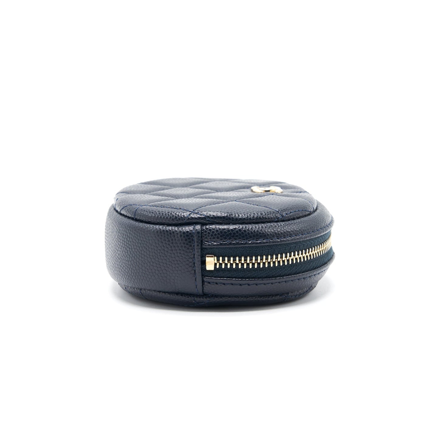 Chanel Caviar Round Coin Purse Dark Navy with L