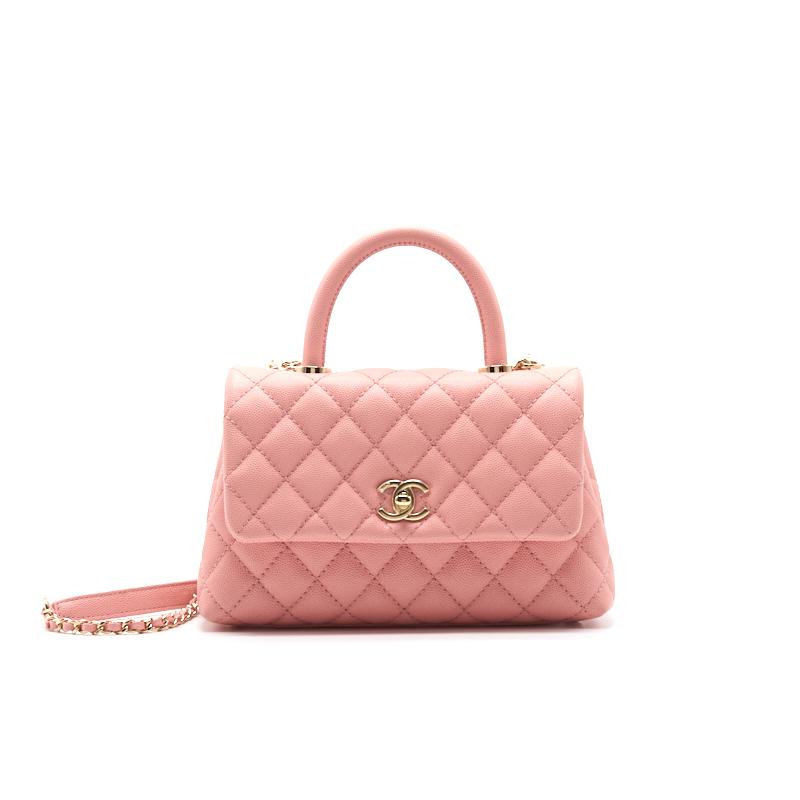 Chanel Caviar Quilted Mini Coco Handle Flap Pink