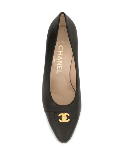 CHANEL CC TURN-LOCK POINTED TOE CALFSKIN LEATHER PUMPS Handbag