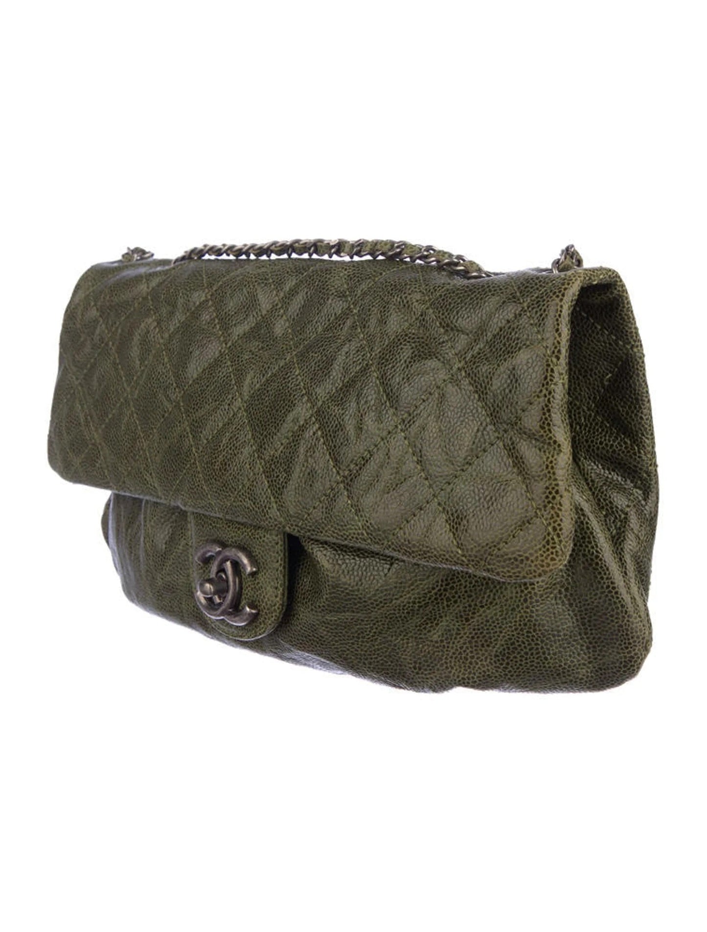CHANEL CAVIAR CRUMPLED LEATHER MED CC CRAVE FLAP BAG