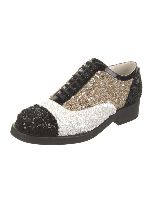 CHANEL INTERLOCKING CC LOGO SEQUIN EMBELLISHED OXFORDS Handbag