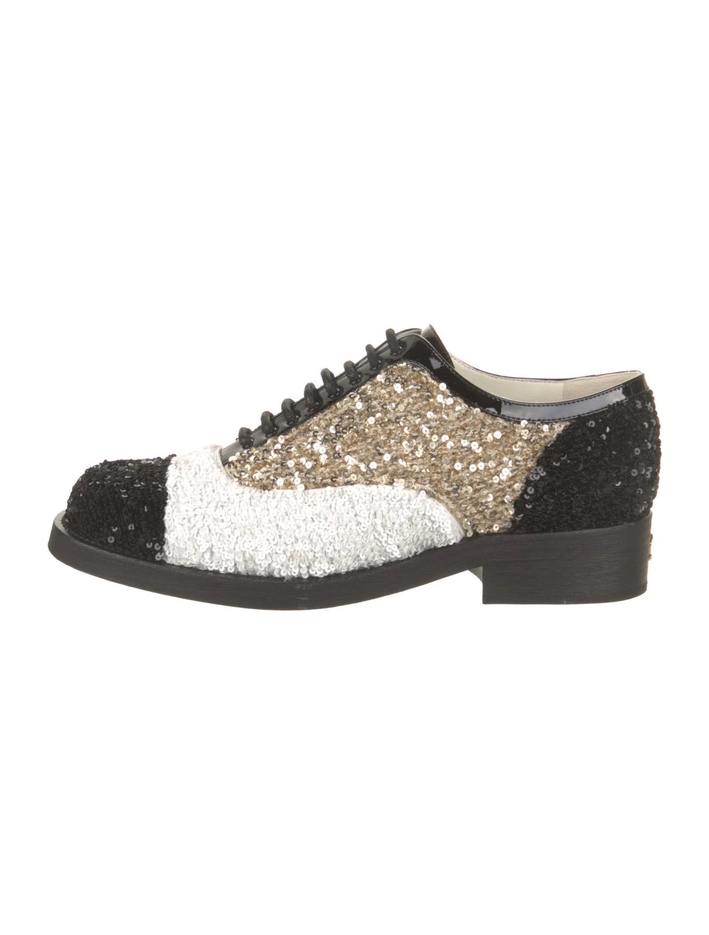 CHANEL INTERLOCKING CC LOGO SEQUIN EMBELLISHED OXFORDS Handbag