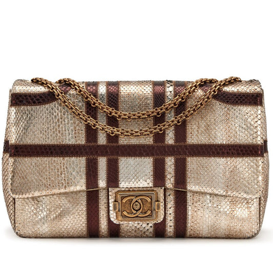 CHANEL -BOMBAY METALLIC PYTHON LARGE CLASSIC SINGLE FLAP BAG