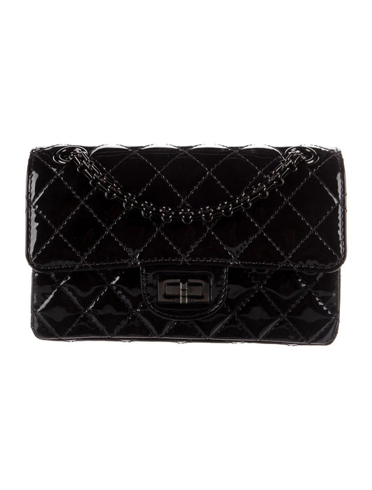CHANEL QUILTED PATENT LEATHER REISSUE SO BLACK MINI FLAP BAG