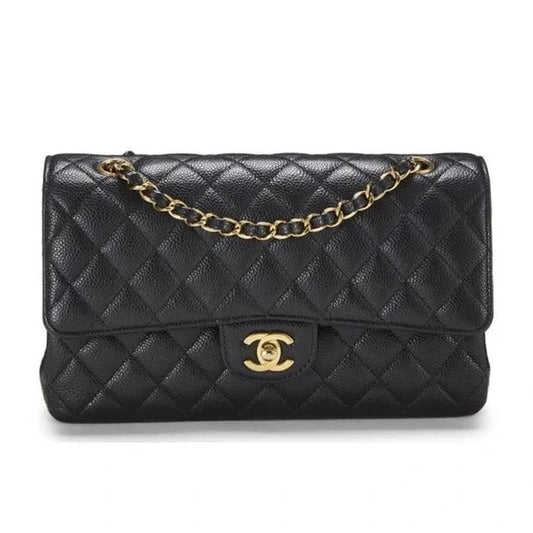 CHANEL QUILTED CAVIAR LEATHER CLASSIC DOUBLE FLAP MEDIUM BAG