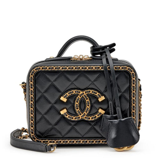 CHANEL SMALL CHAIN AROUND FILIGREE VANITY CASE W/ STRAP Handbag