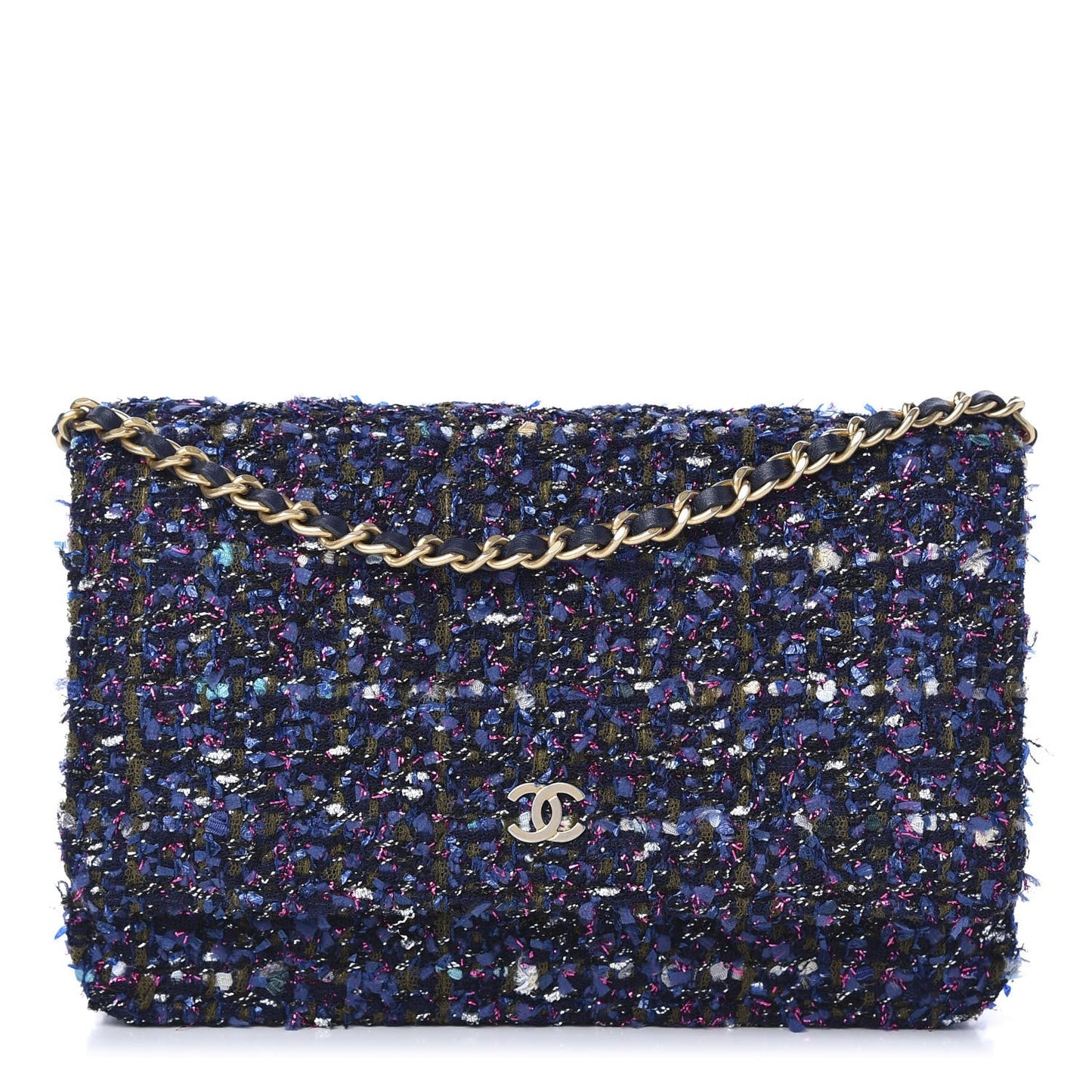 CHANEL TWEED CHARMS WALLET ON CHAIN Crossbody