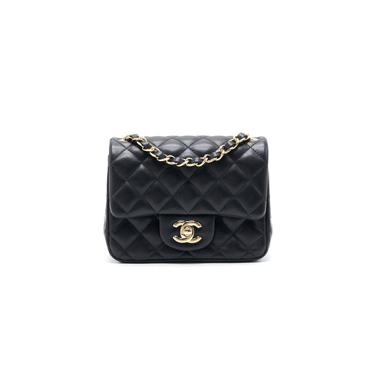 Chanel Mini Square Black Lambskin Handbag