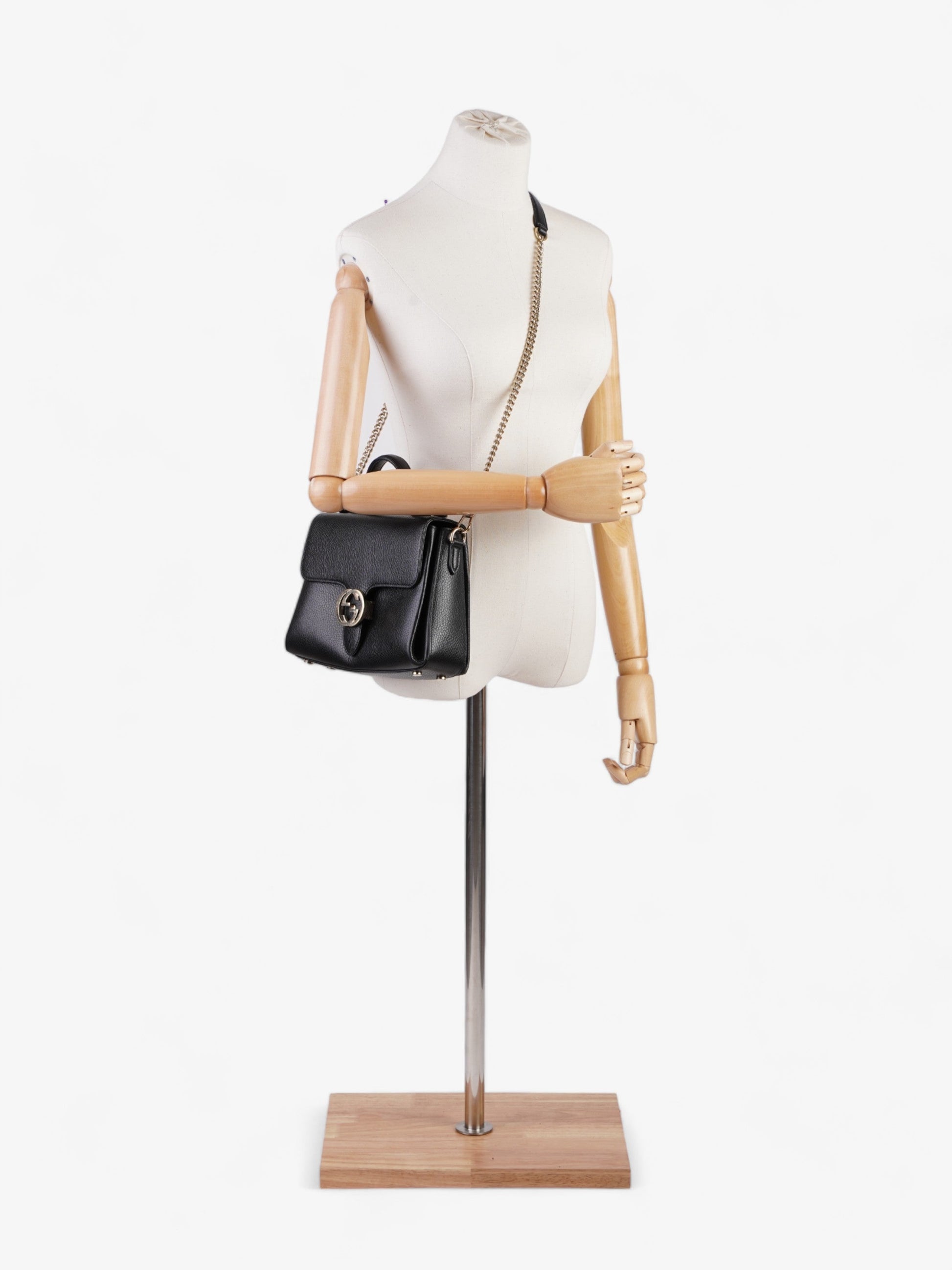 Gucci Interlocking G Shoulder Black Leather