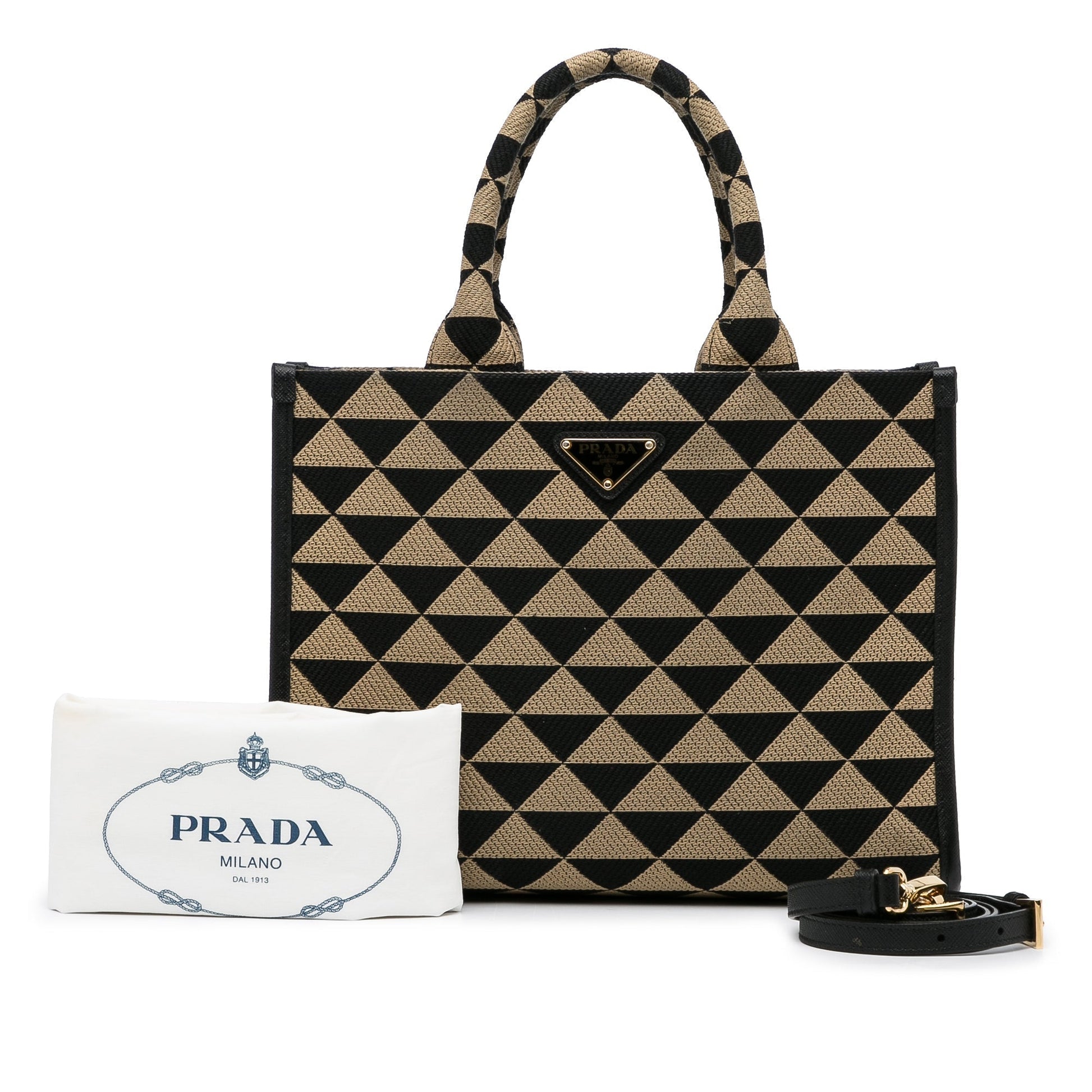 Prada Symbole Triangolo Brown Canvas Luxury Handbag