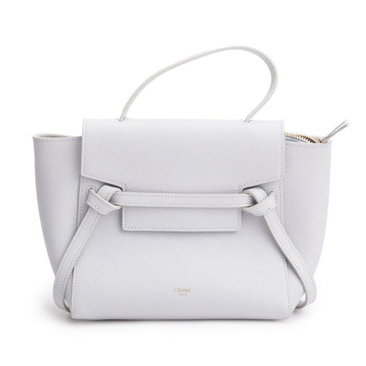 Celine 2021 Grey Grained Calfskin Leather Nano Belt Bag