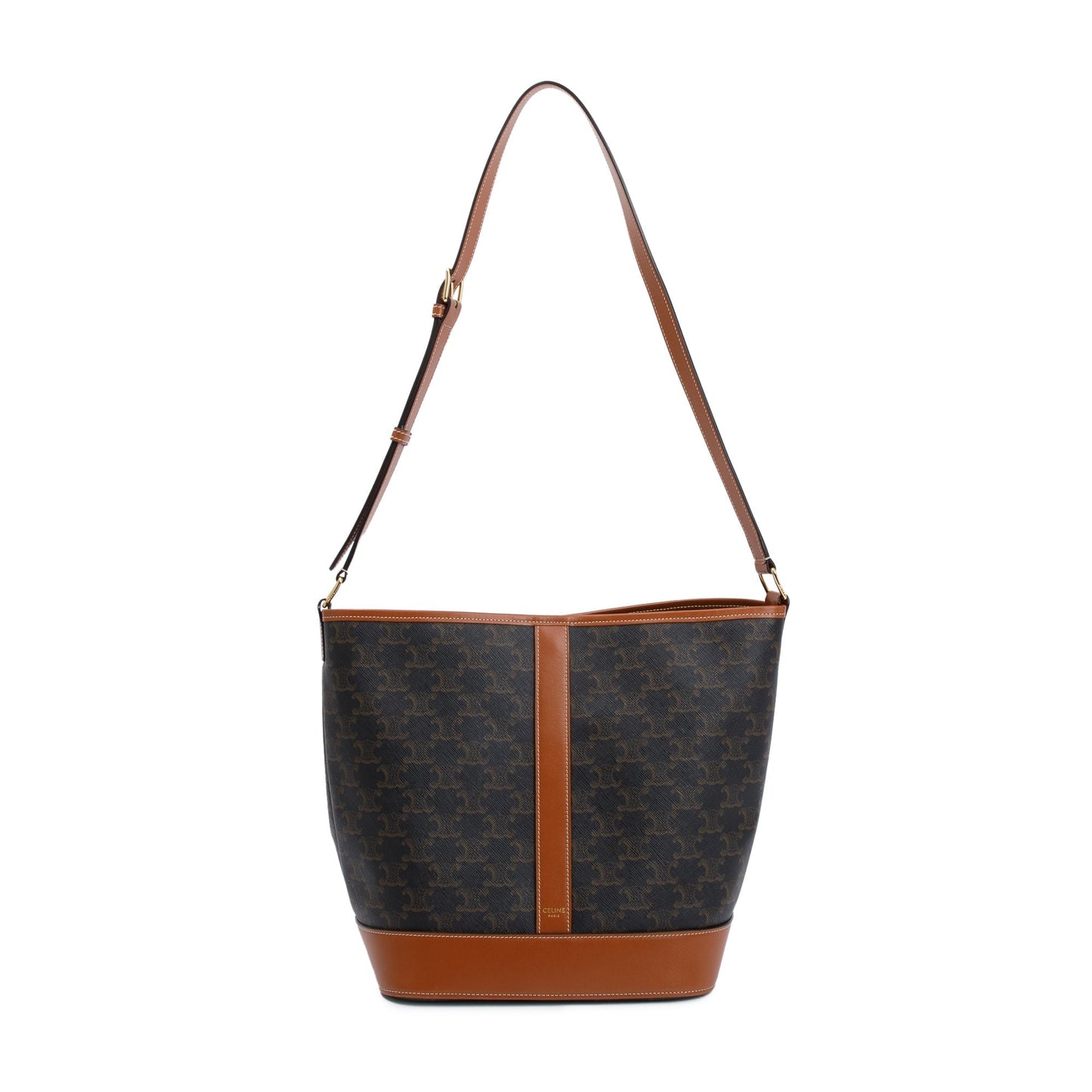 Celine 2020 Brown Triomphe Canvas Medium Bucket Bag