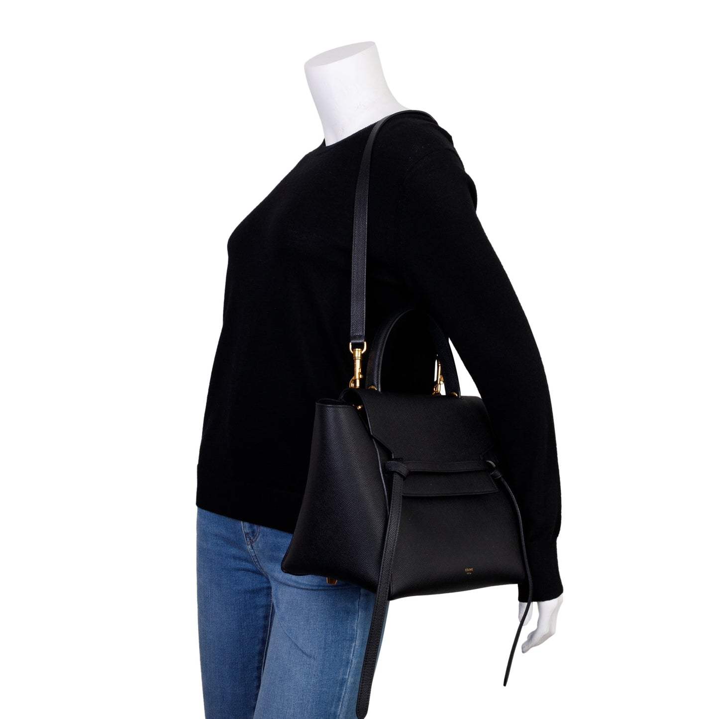 Celine Black Grained Leather Mini Belt Bag