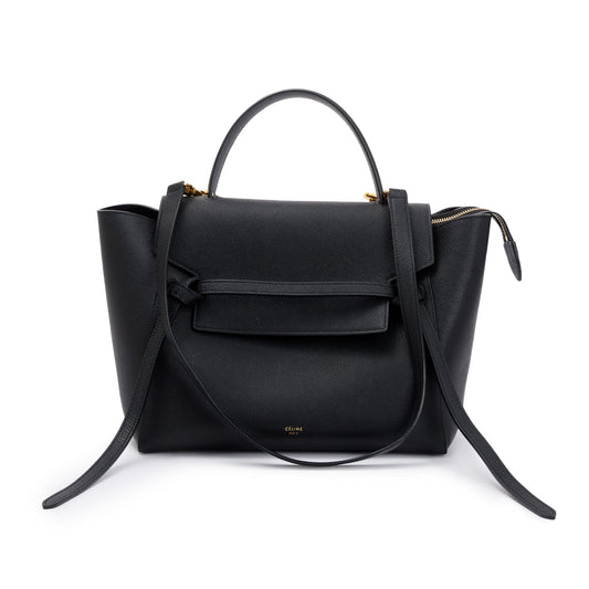 Celine Black Grained Leather Mini Belt Bag