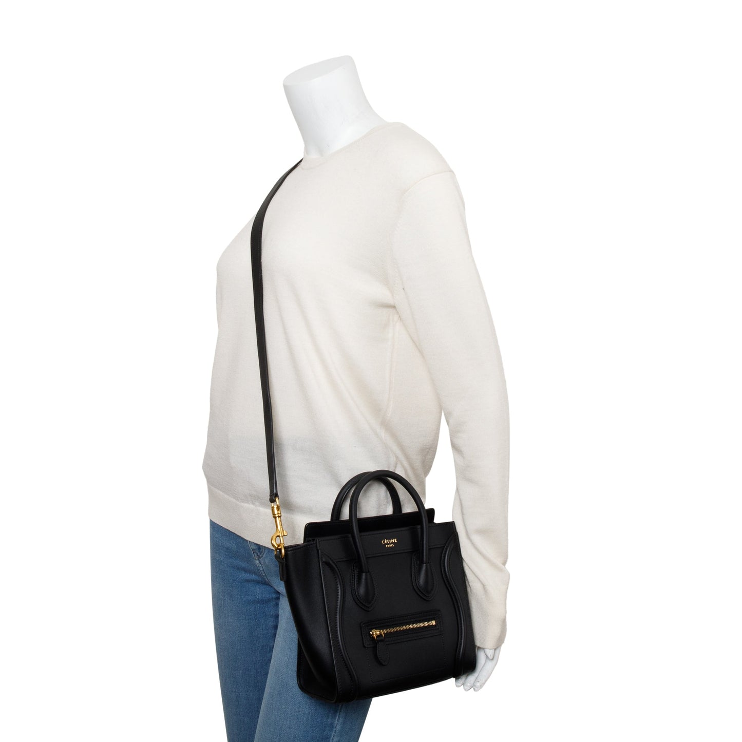 Celine Black Smooth Calfskin Leather Nano Luggage Tote
