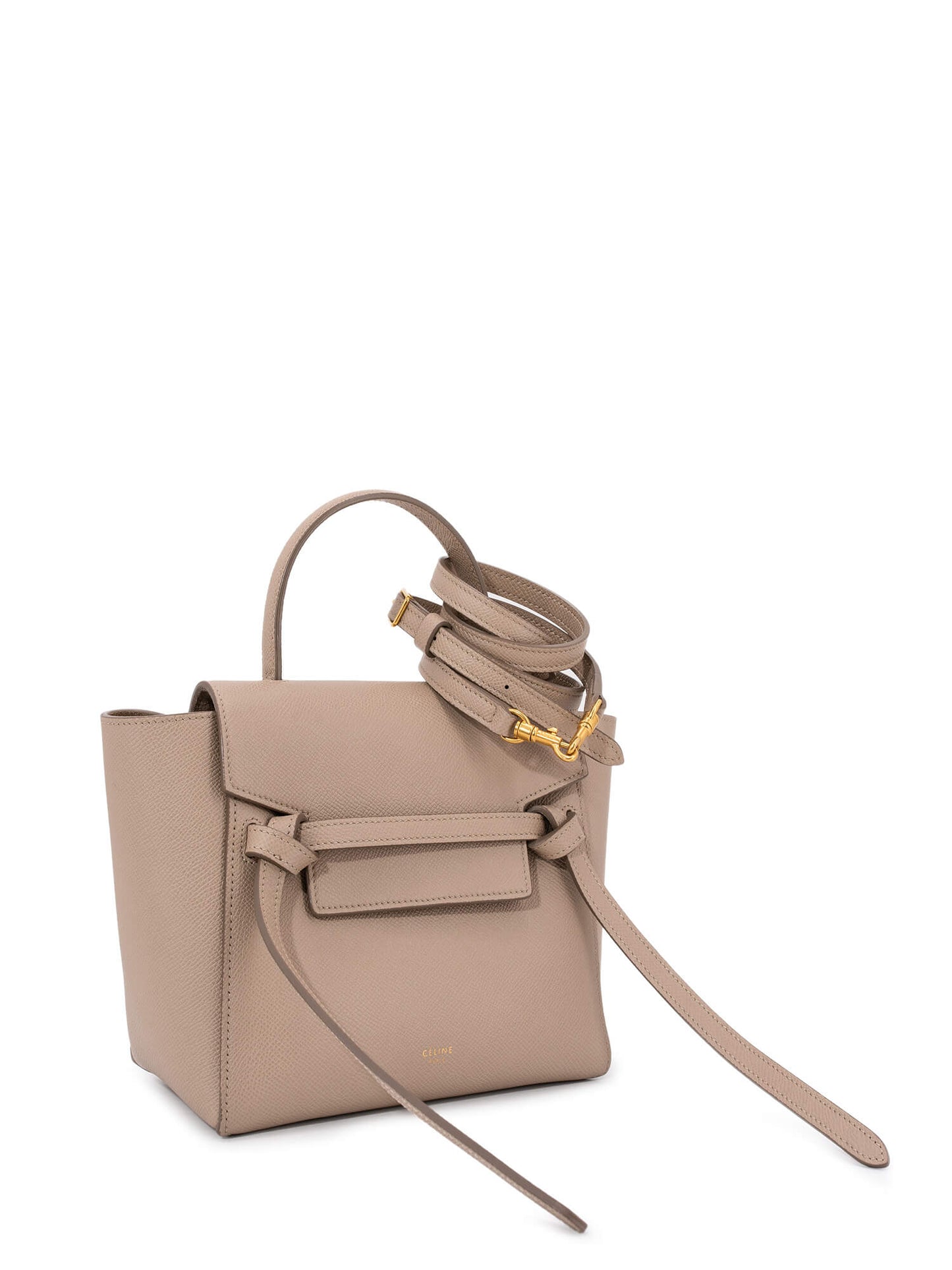 Luxury CELINE Grained Leather Nano Belt Bag Taupe