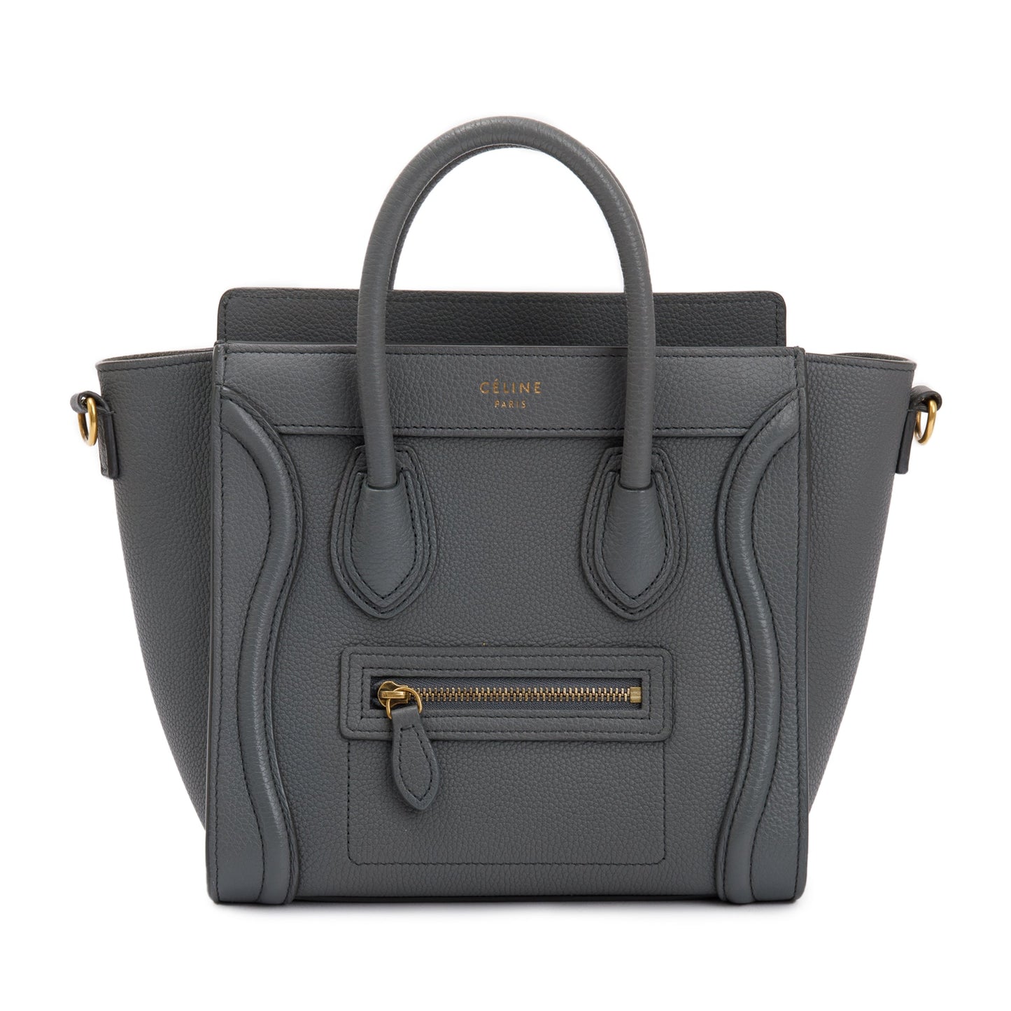 Celine Grey Calfskin Leather Nano Luggage Tote