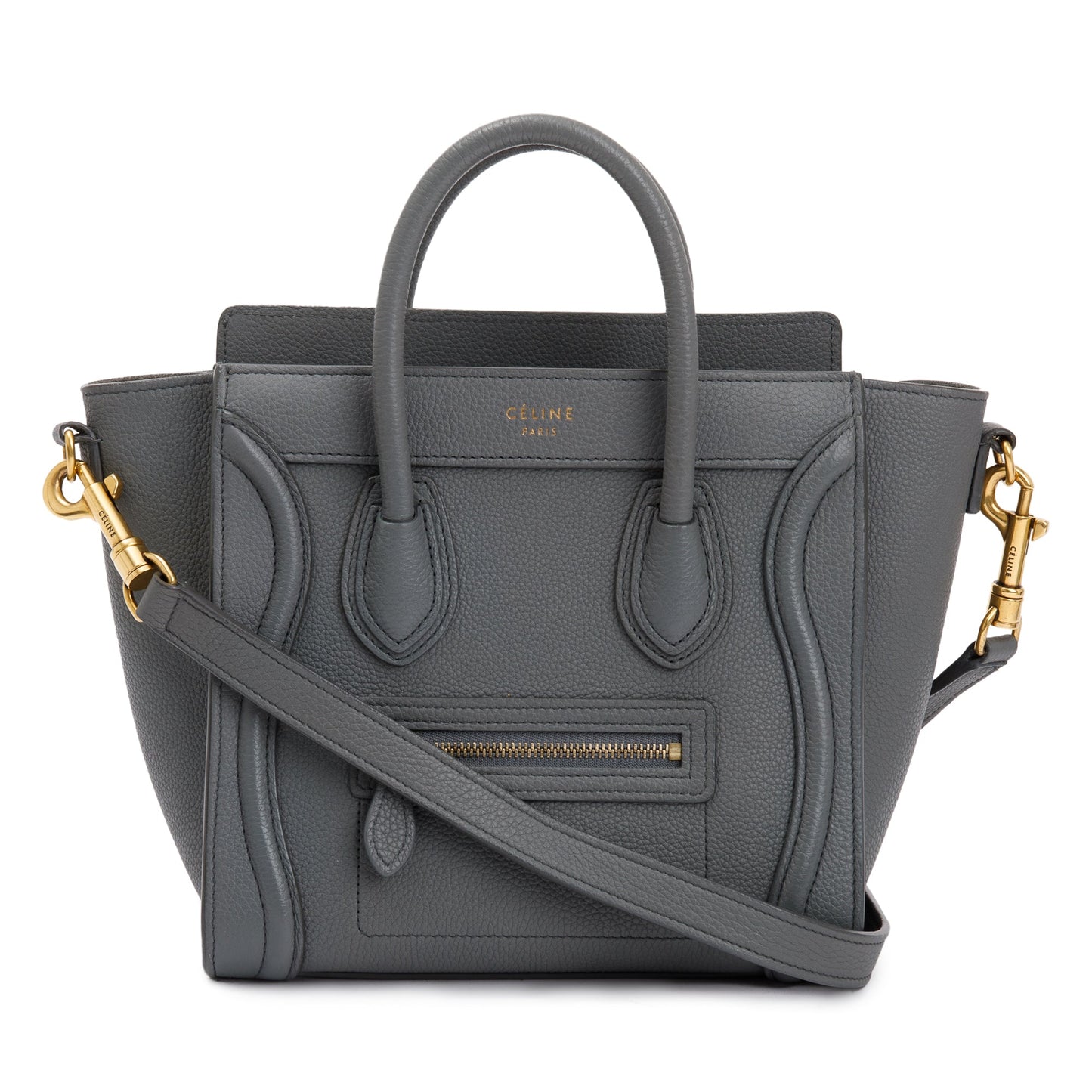 Celine Grey Calfskin Leather Nano Luggage Tote