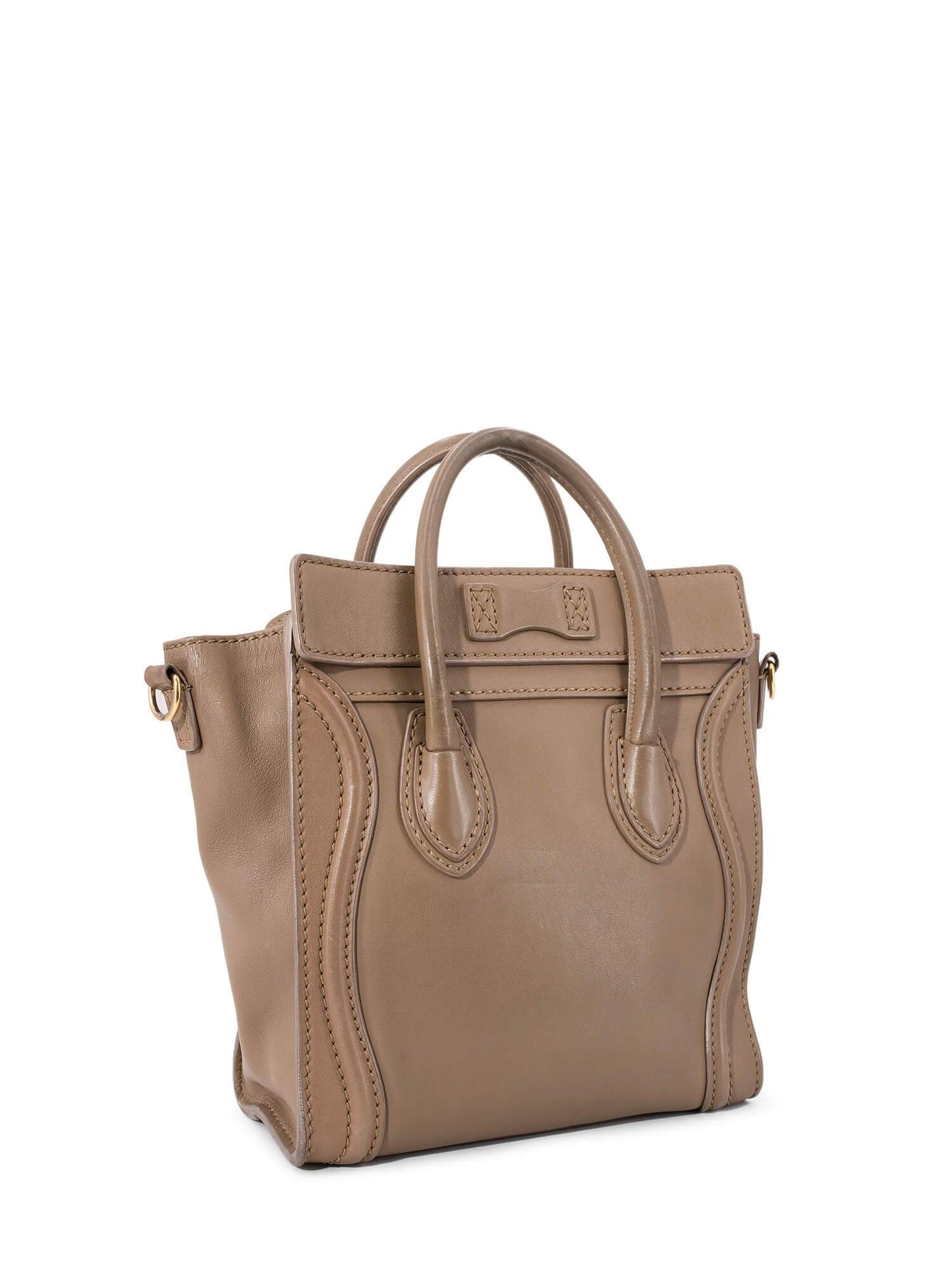 Luxury CELINE Leather Nano Luggage Bag Taupe