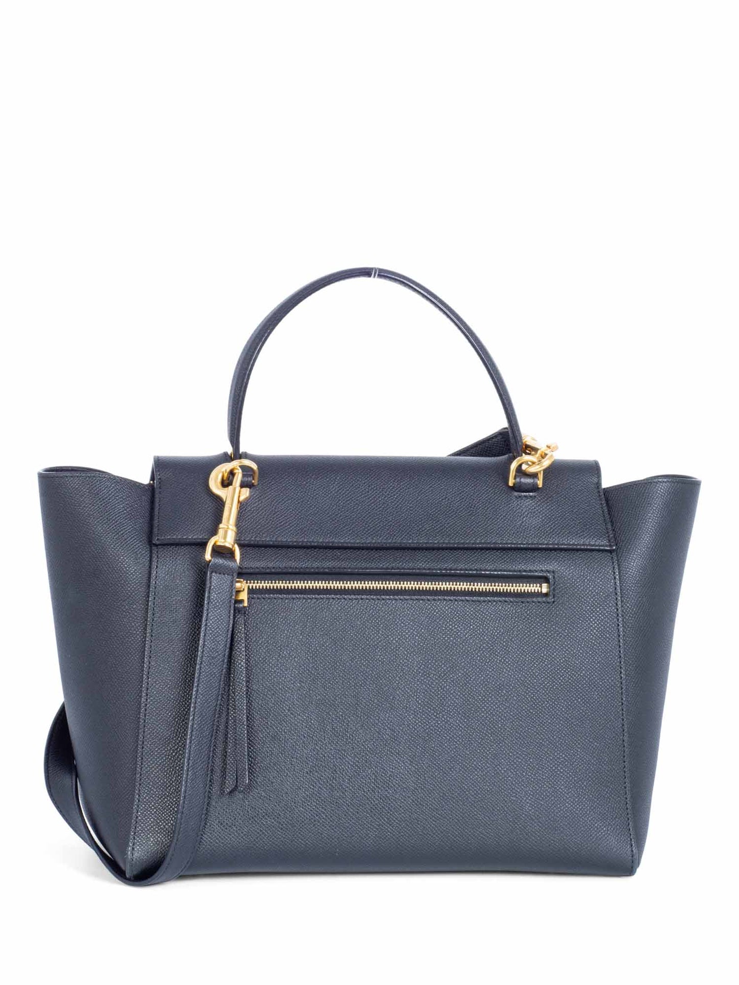 Luxury CELINE Logo Grainy Leather Belt Bag Black