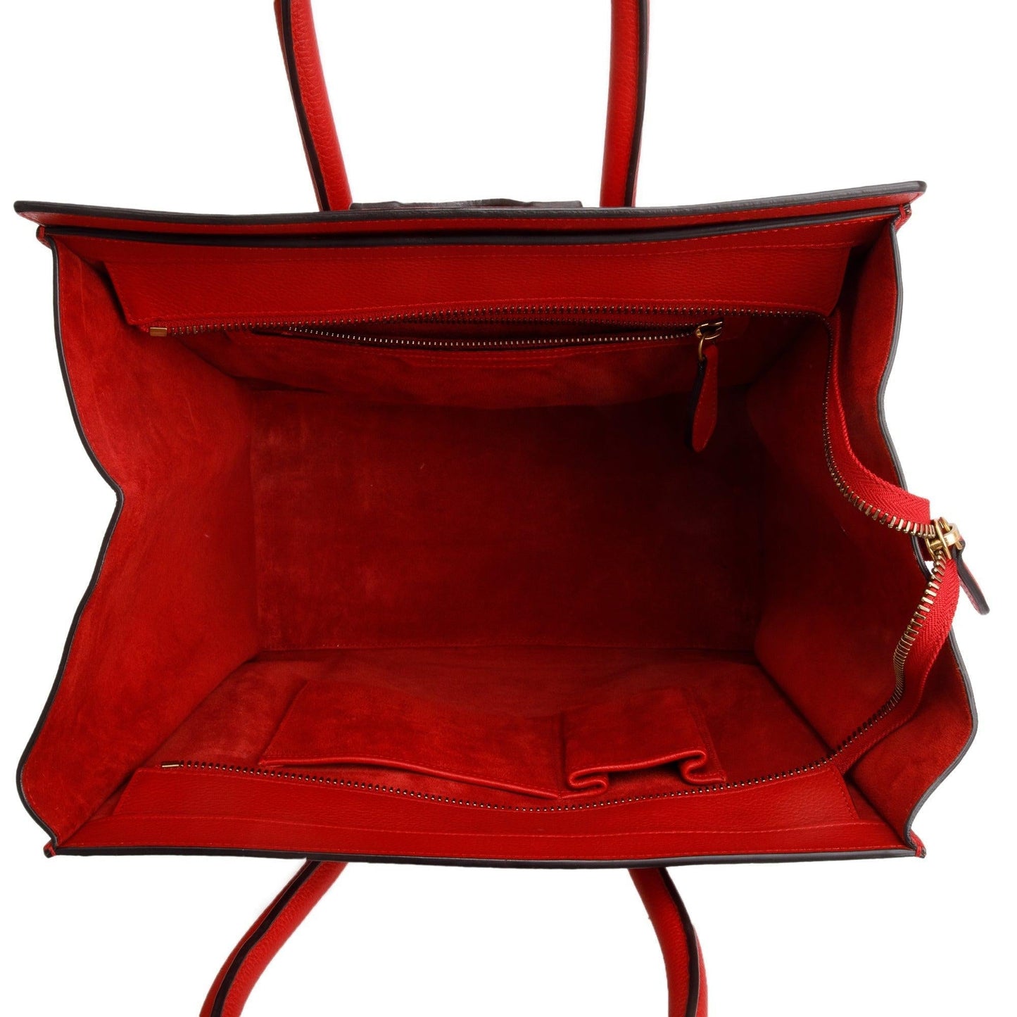 Celine Red Drummed Calfskin Leather Mini Luggage Tote