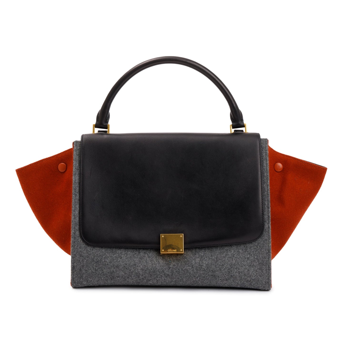 Celine Tricolor Calfskin Leather and Felt Medium Trapeze Bag