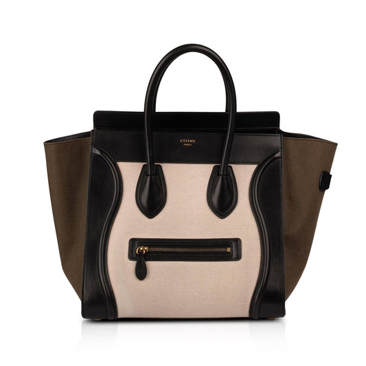 Celine Tricolour Leather & Canvas Mini Luggage Tote