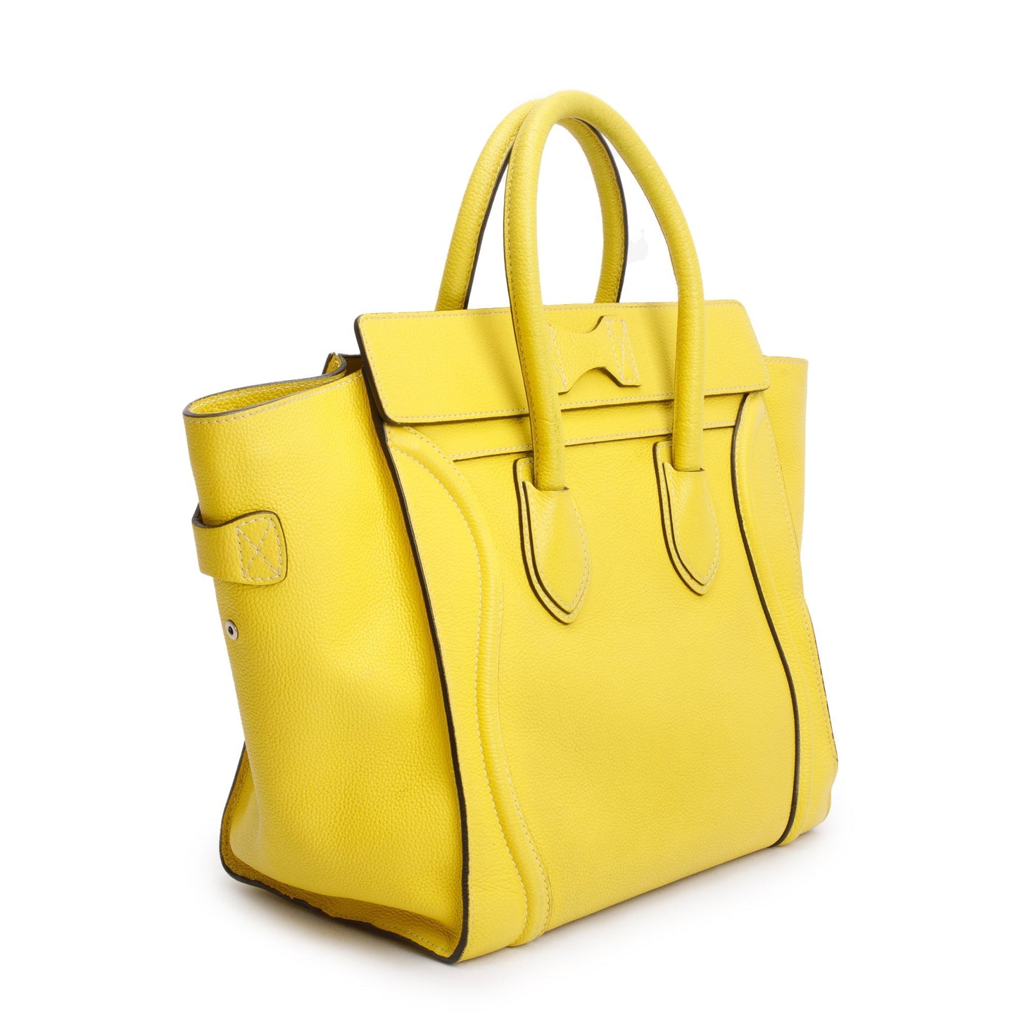 Celine Yellow Drummed Calfskin Leather Mini Luggage Tote
