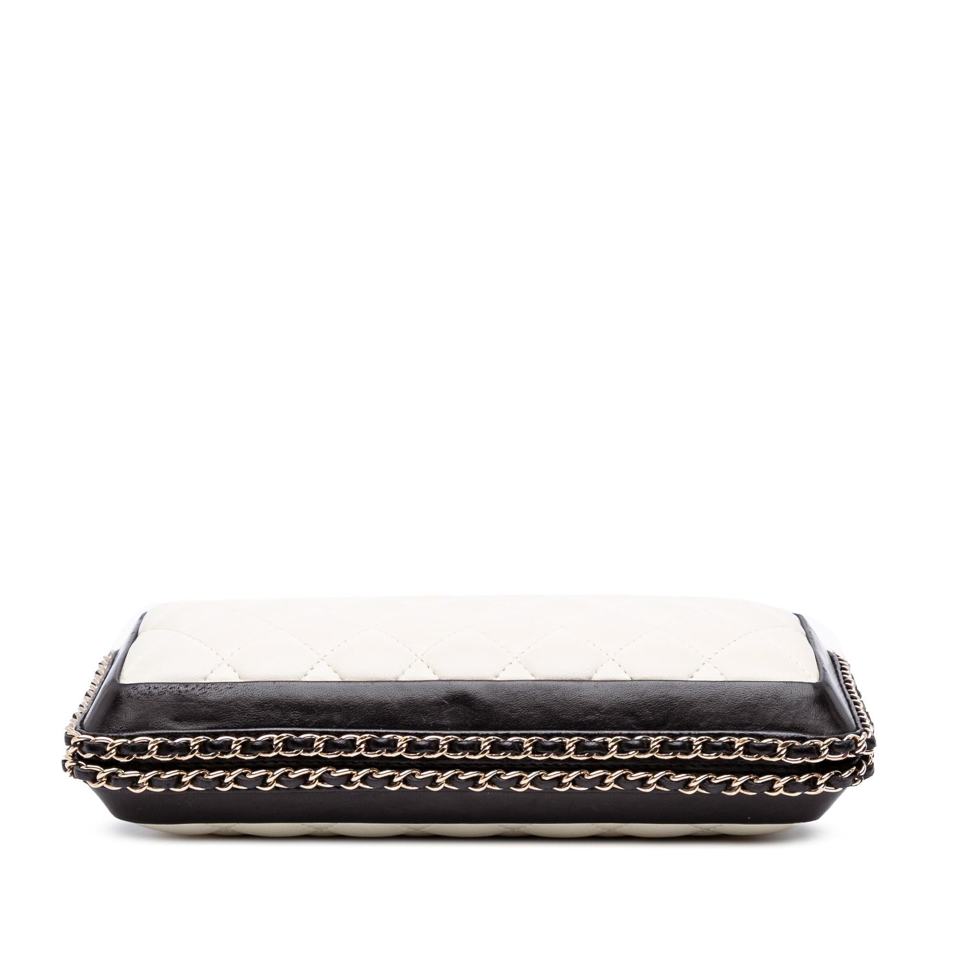Chanel Bicolor Quilted Lambskin Chain Around Clutch